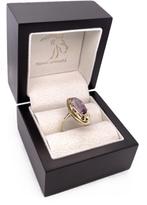 Vintage 14 Karaat Gouden Dames Ring Ovaal Amethyst, 18 tot 19, Onbekend, Ophalen of Verzenden, Zo goed als nieuw