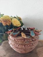 Vogels bloempot keramiek decoratie, Verzenden, Rond, Binnen, Zo goed als nieuw