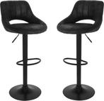 Alora Barkruk industrial zwart 2 per set barstoelen barset, Verzenden, Nieuw, 60 tot 90 cm