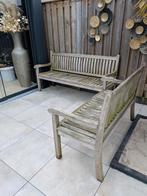 Teak houten bankjes. 2 stuks Bieden vanaf €50 euro, Ophalen of Verzenden, Gebruikt, Hout