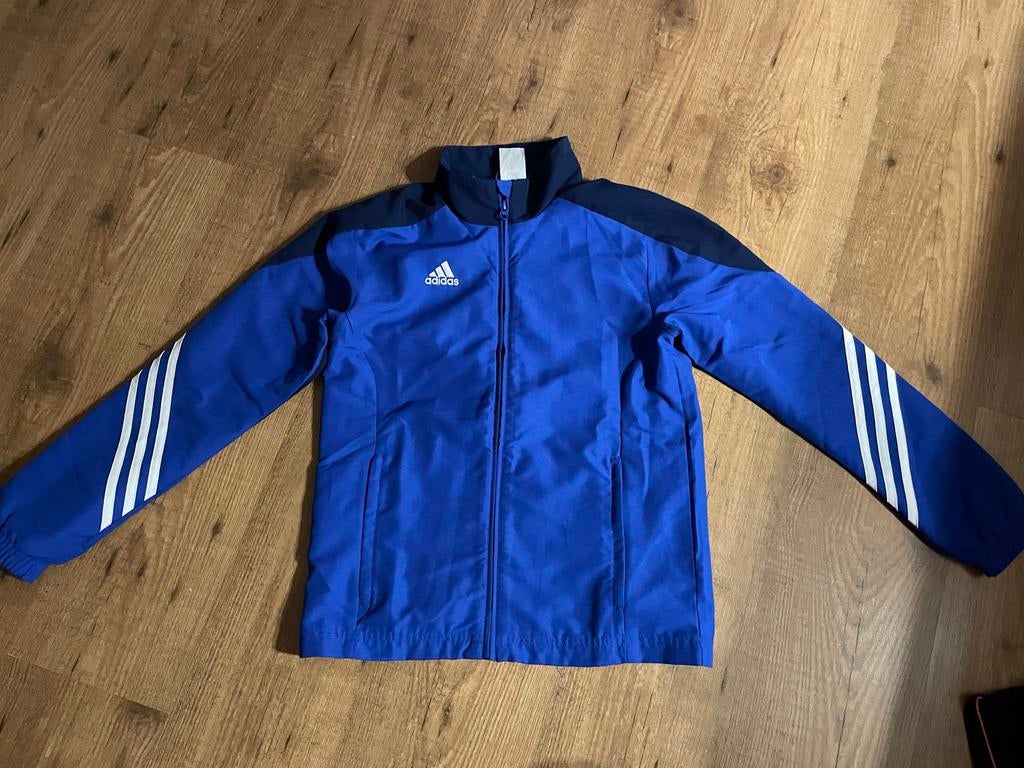 Adidas Blauw Trainingsjack Maat 152, Ophalen of Verzenden, Gebruikt, Jongen of Meisje, Sport- of Zwemkleding