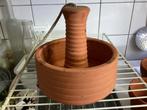 Vogelvoer/drinkbakje en aardewerk potjes, Ophalen, Gebruikt, Rond, Aardewerk