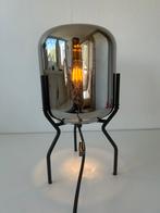 Lamp qazqa designtafellamp met smoke glas bliss, Ophalen of Verzenden, Zo goed als nieuw, Glas