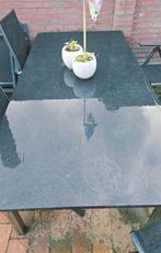 granieten tafelblad. gebarsten in 2 stukken., Tuin en Terras, Tuintafels, Ophalen, Gebruikt, Rechthoekig, Aluminium