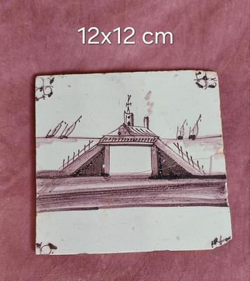 Mooi antiek tegeltje 12x12 cm beschikbaar voor biedingen