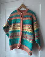 Vintage retro jaren 80 pastel kleurrijk noors wollen vest, Ophalen of Verzenden, Zo goed als nieuw, Maat 38/40 (M)
