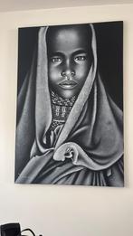 Zwart wit schilderij Afrikaanse vrouw, Ophalen of Verzenden