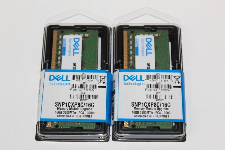 NIEUW: 2x Dell 16GB DDR4 PC4-3200 model SNP1CXP8C/16G, Computers en Software, RAM geheugen, Nieuw, Laptop, 16 GB, DDR4, Ophalen