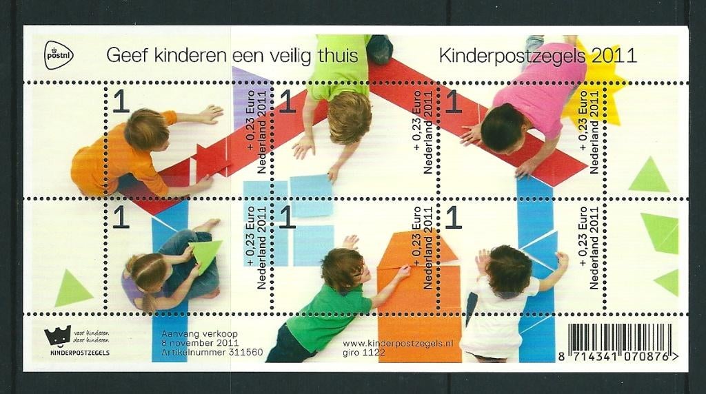 Velletje kinderzegels 2011 , no 2886, Postfris, Verzenden, Postfris