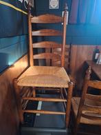 4 Stoelen met biezen zitting -  voor kroeg of mancave, Ophalen, Gebruikt, Bruin, Hout