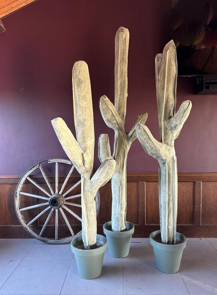 Set van 3 XL cactussen, Huis en Inrichting, Woonaccessoires | Kunstplanten en Kunstbloemen, Zo goed als nieuw, Binnen, Ophalen