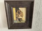 Olieverf schilderij van poes, Ophalen, Minder dan 50 cm, Gebruikt, Schilderij