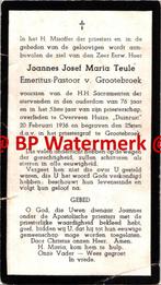Teule Joannes 1936 Grootbroek priester - 22709, Verzamelen, Bidprentjes en Rouwkaarten, Bidprentje, Ophalen of Verzenden