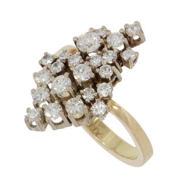 Sale Diamant entourage 14k gouden bicolor dames ring vintage beschikbaar voor biedingen