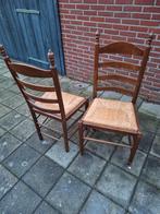 Set van 2 houten stoelen met rieten zitting, Gebruikt, Twee, Bruin, Klassiek
