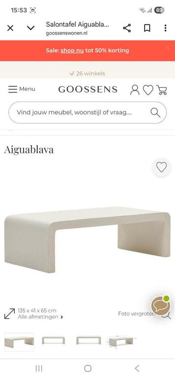 Kave Home buiten salontafel type Aiguablava wit cement 135cm beschikbaar voor biedingen