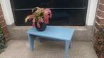Vintage vensterbankkrukje blauw hout bankje krukje tafeltje, Huis en Inrichting, Krukjes, Ophalen of Verzenden, Gebruikt, Hout
