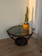 Vintage rotan salontafel, Huis en Inrichting, Tafels | Salontafels, Ophalen, 50 tot 100 cm, Rond, 50 tot 100 cm