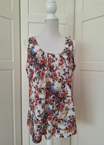 Bella Ragazza witte bloemen vogels print top, maat XL beschikbaar voor biedingen