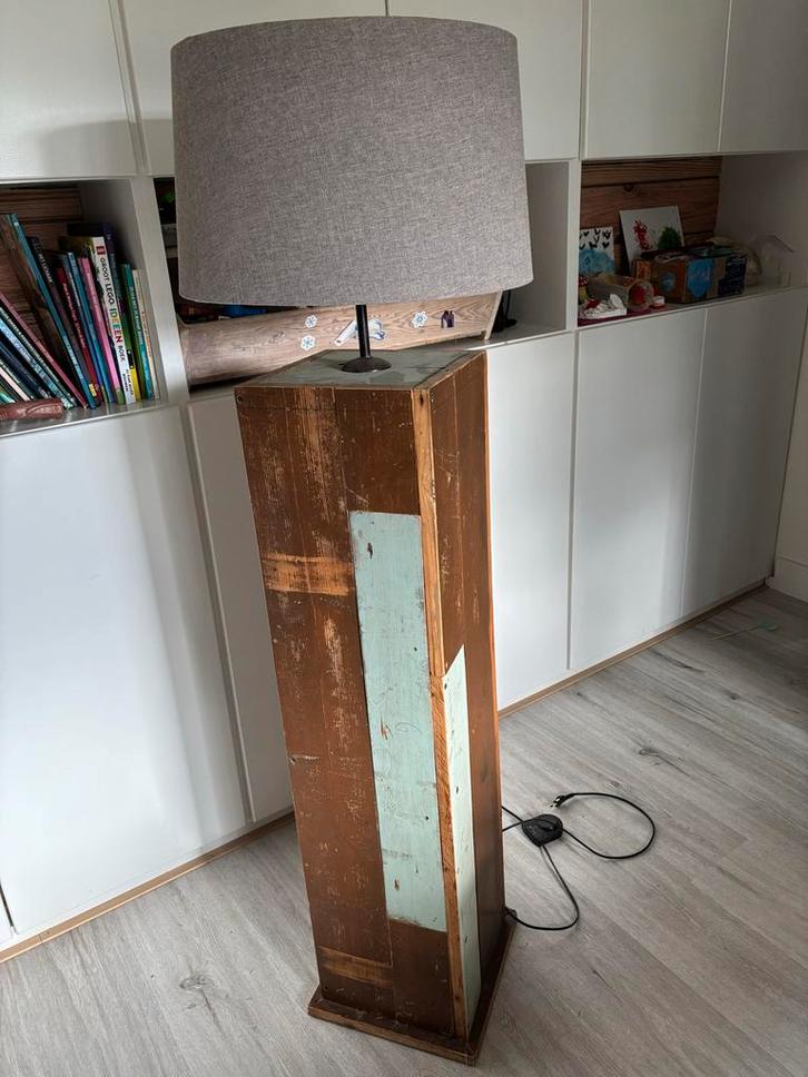 Sloophouten Vloerlamp - 148cm hoog, Huis en Inrichting, Lampen | Vloerlampen, Zo goed als nieuw, 100 tot 150 cm, Ophalen