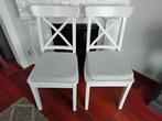 6 witte Ingolf Ikea eetkamerstoelen gebruikt met zgan grijze, Huis en Inrichting, Ophalen, Gebruikt, Wit