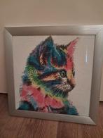 Kleurrijke Kat Diamant Schilderij, Minder dan 50 cm, Ophalen of Verzenden, Zo goed als nieuw, Schilderij