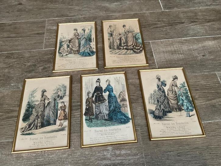 Oude Franse mode prenten - Journal Des Demoiselles, Antiek en Kunst, Curiosa en Brocante, Ophalen of Verzenden