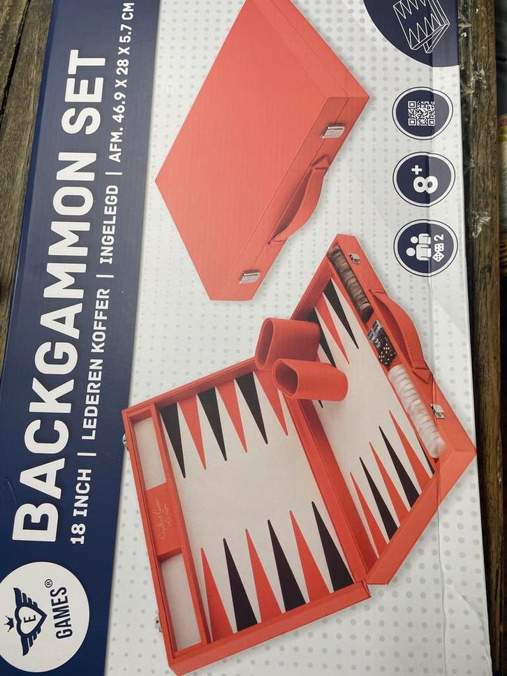 Backgammon Set - Engelhart Games - Koffer, Hobby en Vrije tijd, Gezelschapsspellen | Bordspellen, Nieuw, Een of twee spelers, Reisspel