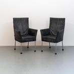 2x Montis Chaplin stoelen Antraciet leder rvs/dop, Huis en Inrichting, Stoelen, Niet ingevuld, Niet ingevuld, Leer, Ophalen of Verzenden