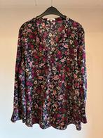 Zwart/blauw/roze gebloemde paprika blouse maat 5/52, Ophalen of Verzenden, Zo goed als nieuw, Zwart, Blouse of Tuniek
