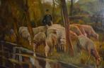 Giga schilderij Maarten Jr. Bos 19e eeuws igst. schaapskudde, Antiek en Kunst, Kunst | Schilderijen | Klassiek, Ophalen