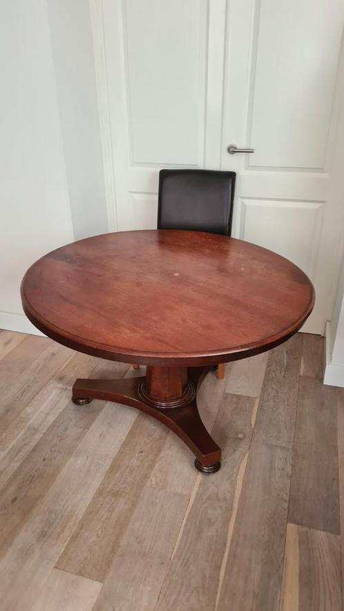 Ronde antieke eikenhouten eettafel, diameter 120cm, Antiek en Kunst, Antiek | Meubels | Tafels, Ophalen