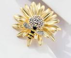 Mooie emaille bijtje op bloem broche met Rhinestones, Verzenden, Nieuw