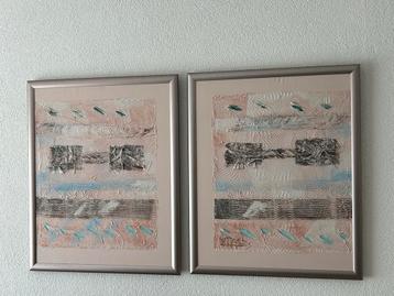 Abstracte Schilderijen Set - Gesigneerd en Ingelijst Art Dec beschikbaar voor biedingen