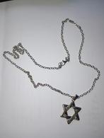 Zilverkleurige davidster plus ketting nieuw, Sieraden, Tassen en Uiterlijk, Ophalen of Verzenden, Nieuw, Zilver, Overige materialen