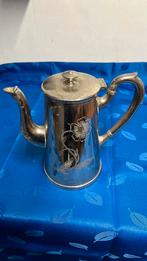 Antieke verzilverd koffiepot met bloemmotief, Antiek en Kunst, Ophalen of Verzenden