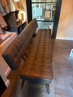 Eetkamerbank gewaxt pu leer antraciet, Huis en Inrichting, Stoelen, Ophalen, Zo goed als nieuw, Industrieel, Vier