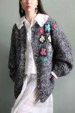 Vintage mohair oversized bloemen vest oostenrijks M L, Kleding | Dames, Maat 38/40 (M), Overige kleuren, Verzenden, Zo goed als nieuw