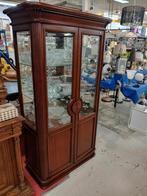 Mahoniehouten vitrinekast met glazen deuren, Ophalen, 100 tot 150 cm, Glas, Klassiek