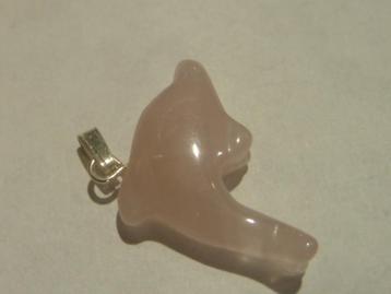 Hanger dolfijntje roze kwarts beschikbaar voor biedingen