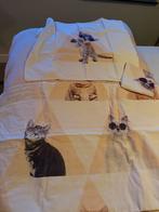 Dekbedovertrek met kattenprint - Tweepersoons, Beige, Dekbedovertrek, Tweepersoons, Ophalen of Verzenden