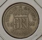 Verenigd Koninkrijk, Sixpence 1948 - Koning George VI -, Postzegels en Munten, Ophalen of Verzenden, Overige landen, Losse munt