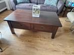 KOOPJE  koloniale salontafel met grote lades 75x130 cm, Huis en Inrichting, Tafels | Salontafels, Ophalen, Gebruikt, 100 tot 150 cm