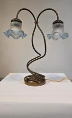 60s /70s messing lamp met 2 matglazen kelkjes, Ophalen of Verzenden