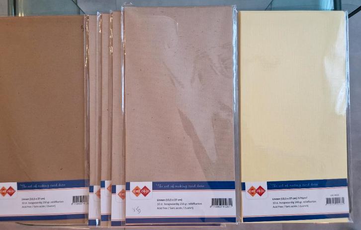 kaarten nieuw card deco linnen  reliefkarton 13,7 x 27 cm, Hobby en Vrije tijd, Kaarten | Zelf maken, Nieuw, Blanco kaart of Basiskaart