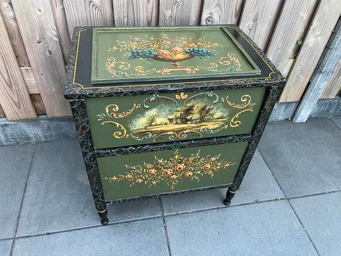 Postoel secreetstoel wc toilet Hindelopen beschilderd, Antiek en Kunst, Antiek | Overige Antiek, Ophalen