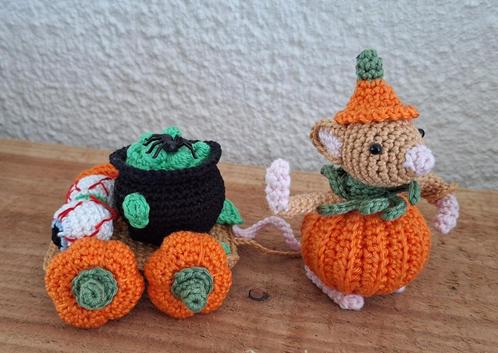 Haakpatroon PDF Halloween Pompoen Muisje met kar +Toebehoren, Hobby en Vrije tijd, Breien en Haken, Nieuw, Haken, Overige typen