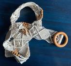 Gevlochten riem creme met bruine kraaltjes; 117,5 x 6 cm, Ophalen of Verzenden, Zo goed als nieuw, Bruin