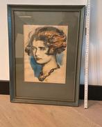 Uniek oude aquarel schilderij met lijst, Ophalen of Verzenden, Zo goed als nieuw, Schilderij, Minder dan 50 cm