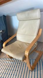 Leren IKEA Poäng stoel/ fauteuil . Beuk/ beige, Ophalen, Gebruikt